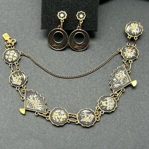 Amita Japan Damascene Bracelet & Earring Set